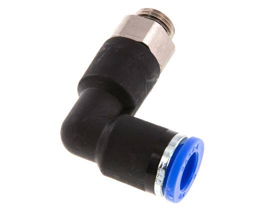 8mm x G1/8'' 90deg Elbow Push-in Fitting with Male Threads Brass/PA 66 NBR Long Body Rotatable [2 Pieces]