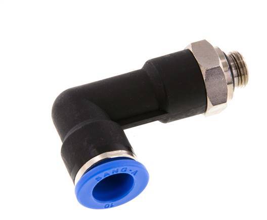 10mm x G1/8'' 90 graden L-verbinding Messing/PA 66 Insteekfitting Buitendraad Lange Behuizing Draaibaar NBR [2 Stuks]