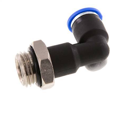 6mm x G1/4'' 90deg Elbow Push-in Fitting with Male Threads Brass/PA 66 NBR Long Body Rotatable [5 Pieces]