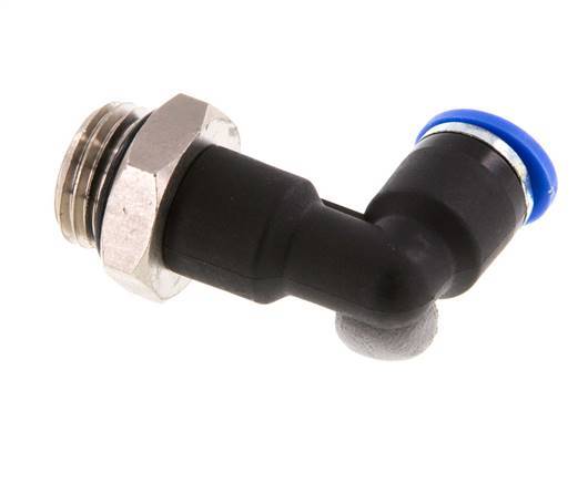 6mm x G1/4'' 90 graden L-verbinding Messing/PA 66 Insteekfitting buitendraad Lange Behuizing Draaibaar NBR [5 Stuks]