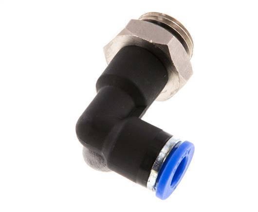 6mm x G1/4'' 90 graden L-verbinding Messing/PA 66 Insteekfitting buitendraad Lange Behuizing Draaibaar NBR [5 Stuks]