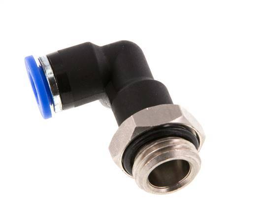 6mm x G1/4'' 90 graden L-verbinding Messing/PA 66 Insteekfitting buitendraad Lange Behuizing Draaibaar NBR [5 Stuks]
