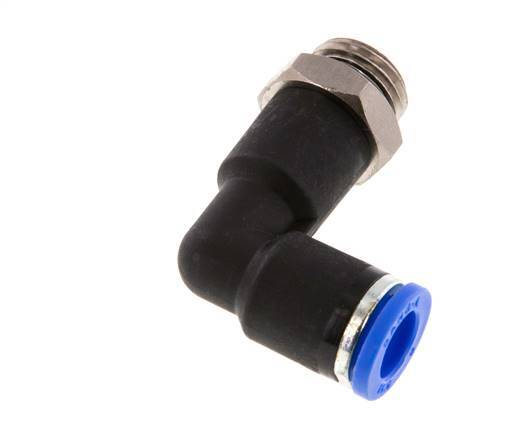 8mm x G1/4'' 90deg Elbow Push-in Fitting with Male Threads Brass/PA 66 NBR Long Body Rotatable [2 Pieces]