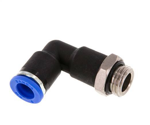 8mm x G1/4'' 90deg Elbow Push-in Fitting with Male Threads Brass/PA 66 NBR Long Body Rotatable [2 Pieces]