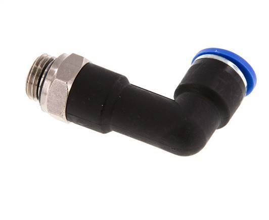 10mm x G1/4'' 90deg Elbow Push-in Fitting with Male Threads Brass/PA 66 NBR Long Body Rotatable [2 Pieces]