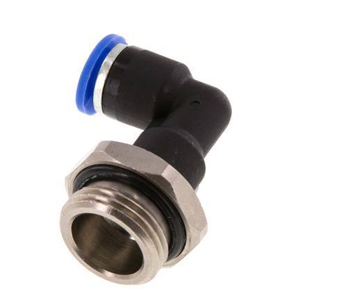 6mm x G3/8'' 90 graden L-verbinding Messing/PA 66 Insteekfitting Buitendraad Lange Behuizing Draaibaar NBR [2 Stuks]