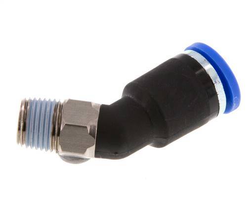 8mm x R1/8'' 45 graden L-verbinding Messing/PA 66 Insteekfitting Buitendraad NBR [2 Stuks]