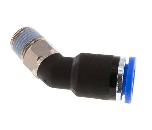 8mm x R1/8'' 45 graden L-verbinding Messing/PA 66 Insteekfitting Buitendraad NBR [2 Stuks]