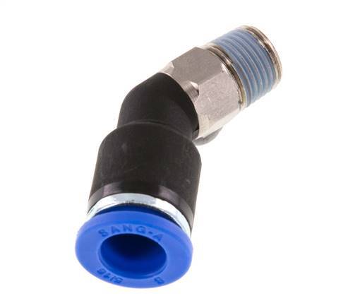 8mm x R1/8'' 45 graden L-verbinding Messing/PA 66 Insteekfitting Buitendraad NBR [2 Stuks]