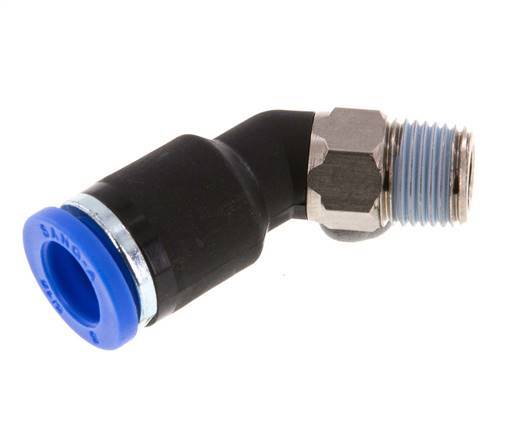 8mm x R1/8'' 45 graden L-verbinding Messing/PA 66 Insteekfitting Buitendraad NBR [2 Stuks]