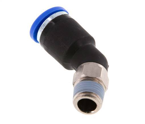 8mm x R1/8'' 45 graden L-verbinding Messing/PA 66 Insteekfitting Buitendraad NBR [2 Stuks]