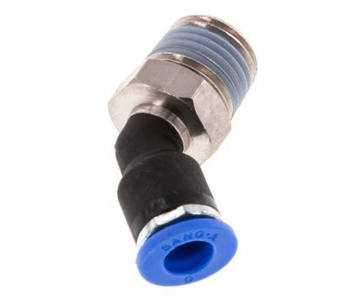 6mm x R1/4'' 45 graden L-verbinding Messing/PA 66 Insteekfitting Buitendraad NBR [2 Stuks]
