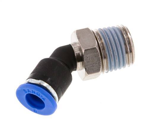 6mm x R1/4'' 45 graden L-verbinding Messing/PA 66 Insteekfitting Buitendraad NBR [2 Stuks]