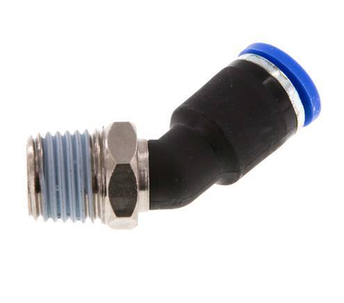 8mm x R1/4'' 45 graden L-verbinding Messing/PA 66 Insteekfitting Buitendraad NBR [2 Stuks]