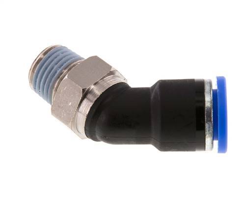 10mm x R1/4'' 45 graden L-verbinding Messing/PA 66 Insteekfitting Buitendraad NBR [2 Stuks]