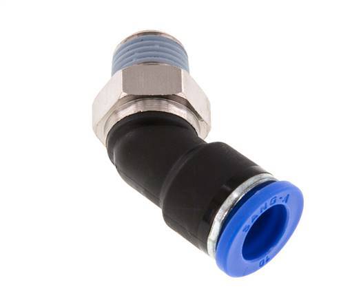 10mm x R1/4'' 45 graden L-verbinding Messing/PA 66 Insteekfitting Buitendraad NBR [2 Stuks]