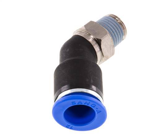 12mm x R1/4'' 45 graden L-verbinding Messing/PA 66 Insteekfitting Buitendraad NBR [2 Stuks]