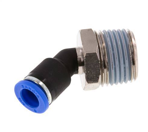 8mm x R1/2'' 45 graden L-verbinding Messing/PA 66 Insteekfitting Buitendraad NBR [2 Stuks]