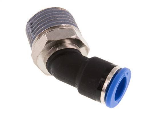 10mm x R1/2'' 45 graden L-verbinding Messing/PA 66 Insteekfitting Buitendraad NBR [2 Stuks]