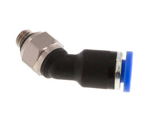 4mm x M 5 45 graden L-verbinding Messing/PA 66 Insteekfitting Buitendraad NBR [2 Stuks]
