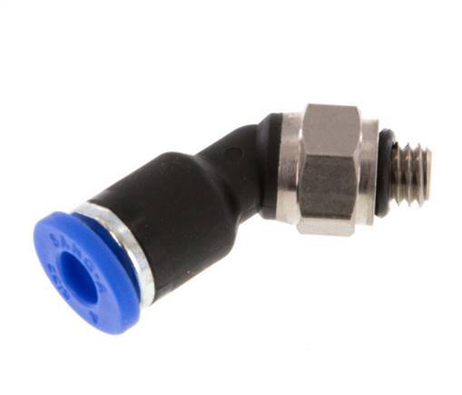 4mm x M 5 45 graden L-verbinding Messing/PA 66 Insteekfitting Buitendraad NBR [2 Stuks]