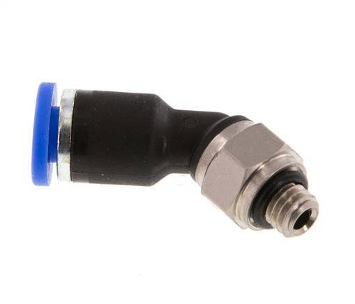 4mm x M 5 45 graden L-verbinding Messing/PA 66 Insteekfitting Buitendraad NBR [2 Stuks]
