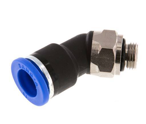 10mm x G1/8'' 45 graden L-verbinding Messing/PA 66 Insteekfitting Buitendraad NBR [2 Stuks]
