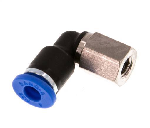 4mm x M 5 90 graden L-verbinding Messing/PA 66 Insteekfitting Binnendraad Draaibaar NBR [2 Stuks]