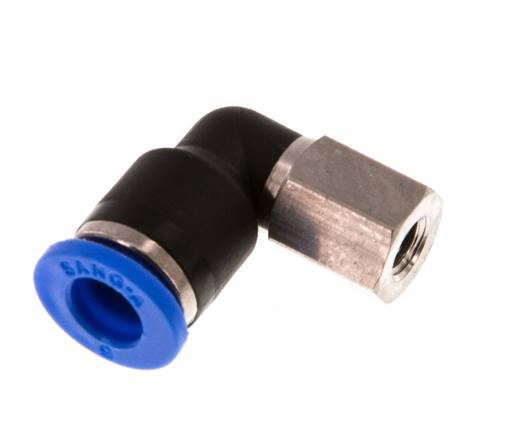 6mm x M 5 90 graden L-verbinding Messing/PA 66 Insteekfitting Binnendraad Draaibaar NBR [2 Stuks]