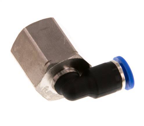4mm x G1/4'' 90deg Elbow Push-in Fitting with Female Threads Brass/PA 66 NBR Rotatable [2 Pieces]