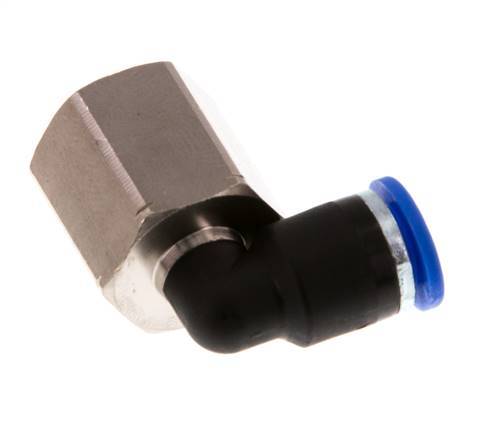 6mm x G1/4'' 90deg Elbow Push-in Fitting with Female Threads Brass/PA 66 NBR Rotatable [2 Pieces]