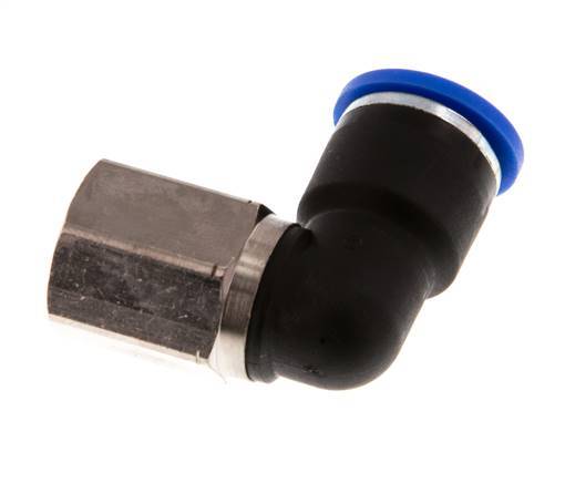 10mm x G1/4'' 90deg Elbow Push-in Fitting with Female Threads Brass/PA 66 NBR Rotatable [2 Pieces]