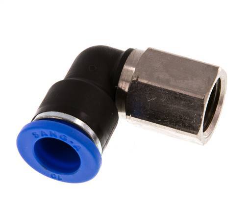 10mm x G1/4'' 90 graden L-verbinding Messing/PA 66 Insteekfitting Binnendraad Draaibaar NBR [2 Stuks]
