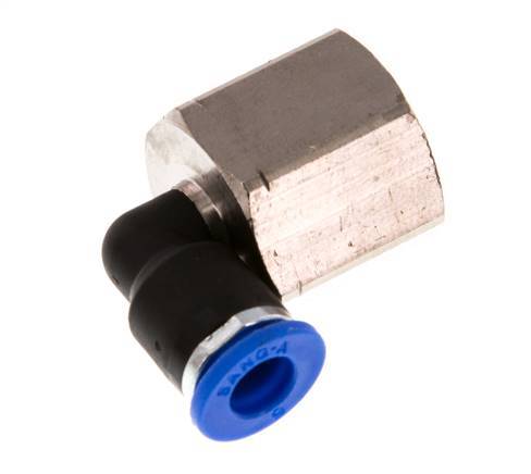 6mm x G3/8'' 90 graden L-verbinding Messing/PA 66 Insteekfitting Binnendraad Draaibaar NBR [2 Stuks]