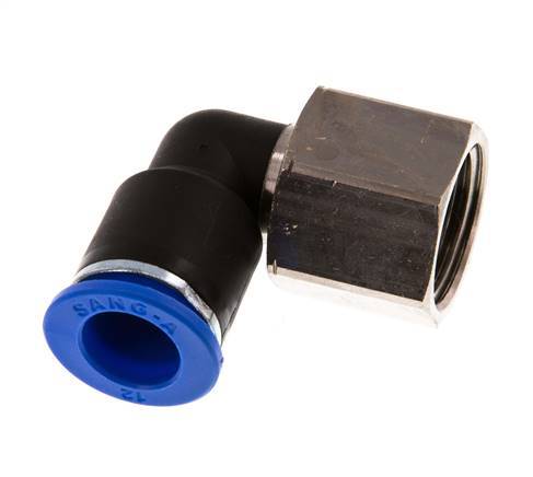 12mm x G1/2'' 90 graden L-verbinding Messing/PA 66 Insteekfitting Binnendraad Draaibaar NBR