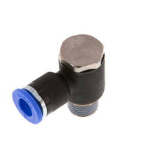 6mm x R1/8'' 90deg Elbow L-shape Push-in Fitting with Male Threads Brass/PA 66 NBR Rotatable [2 Pieces]