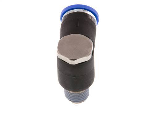 8mm x R1/8'' 90deg Elbow L-shape Push-in Fitting with Male Threads Brass/PA 66 NBR Rotatable [2 Pieces]