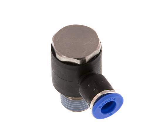 6mm x R1/4'' 90deg Elbow L-shape Push-in Fitting with Male Threads Brass/PA 66 NBR Rotatable [2 Pieces]