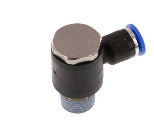6mm x R1/4'' 90 graden L-vorm Messing/PA 66 Insteekfitting Buitendraad Draaibaar NBR [2 Stuks]
