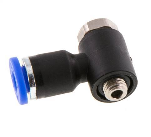 4mm x M 5 90deg Elbow L-shape Push-in Fitting with Male Threads Brass/PA 66 NBR Rotatable [2 Pieces]