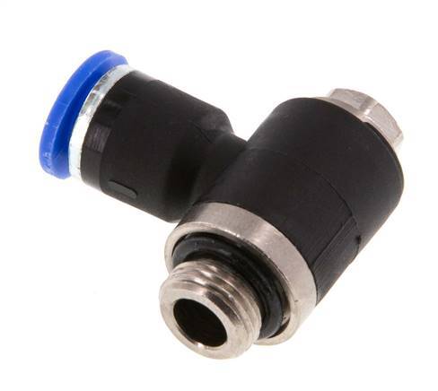 6mm x G1/8'' 90deg Elbow L-shape Push-in Fitting with Male Threads Brass/PA 66 NBR Rotatable [2 Pieces]