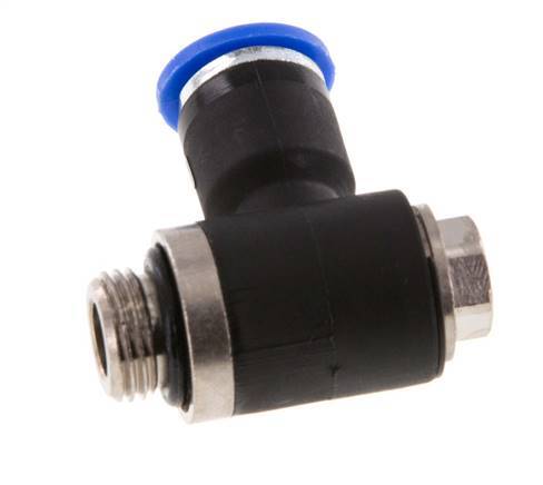 6mm x G1/8'' 90deg Elbow L-shape Push-in Fitting with Male Threads Brass/PA 66 NBR Rotatable [2 Pieces]