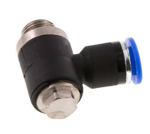 6mm x G1/8'' 90deg Elbow L-shape Push-in Fitting with Male Threads Brass/PA 66 NBR Rotatable [2 Pieces]