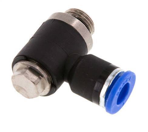 6mm x G1/8'' 90deg Elbow L-shape Push-in Fitting with Male Threads Brass/PA 66 NBR Rotatable [2 Pieces]