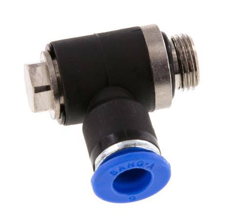 6mm x G1/8'' 90deg Elbow L-shape Push-in Fitting with Male Threads Brass/PA 66 NBR Rotatable [2 Pieces]
