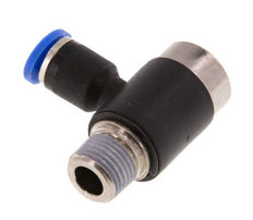 4mm x R1/8'' 90deg Elbow L-shape Push-in Fitting with Male Threads Brass/PA 66 NBR Inner Hexagon Rotatable [2 Pieces]