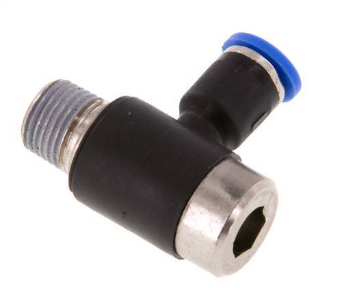 4mm x R1/8'' 90 graden L-vorm Messing/PA 66 Insteekfitting Buitendraad Binnenzeskant Draaibaar NBR [2 Stuks]