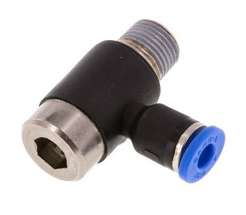 4mm x R1/8'' 90 graden L-vorm Messing/PA 66 Insteekfitting Buitendraad Binnenzeskant Draaibaar NBR [2 Stuks]