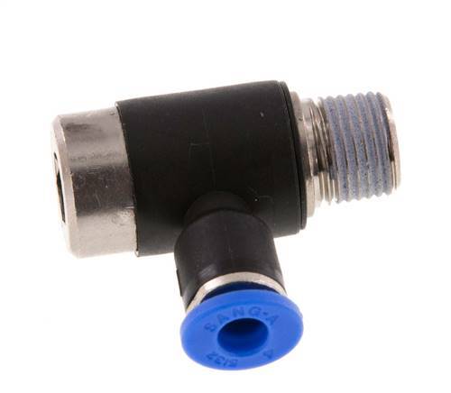 4mm x R1/8'' 90 graden L-vorm Messing/PA 66 Insteekfitting Buitendraad Binnenzeskant Draaibaar NBR [2 Stuks]