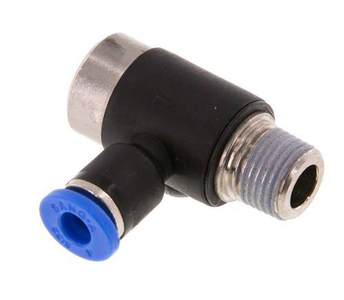 4mm x R1/8'' 90 graden L-vorm Messing/PA 66 Insteekfitting Buitendraad Binnenzeskant Draaibaar NBR [2 Stuks]